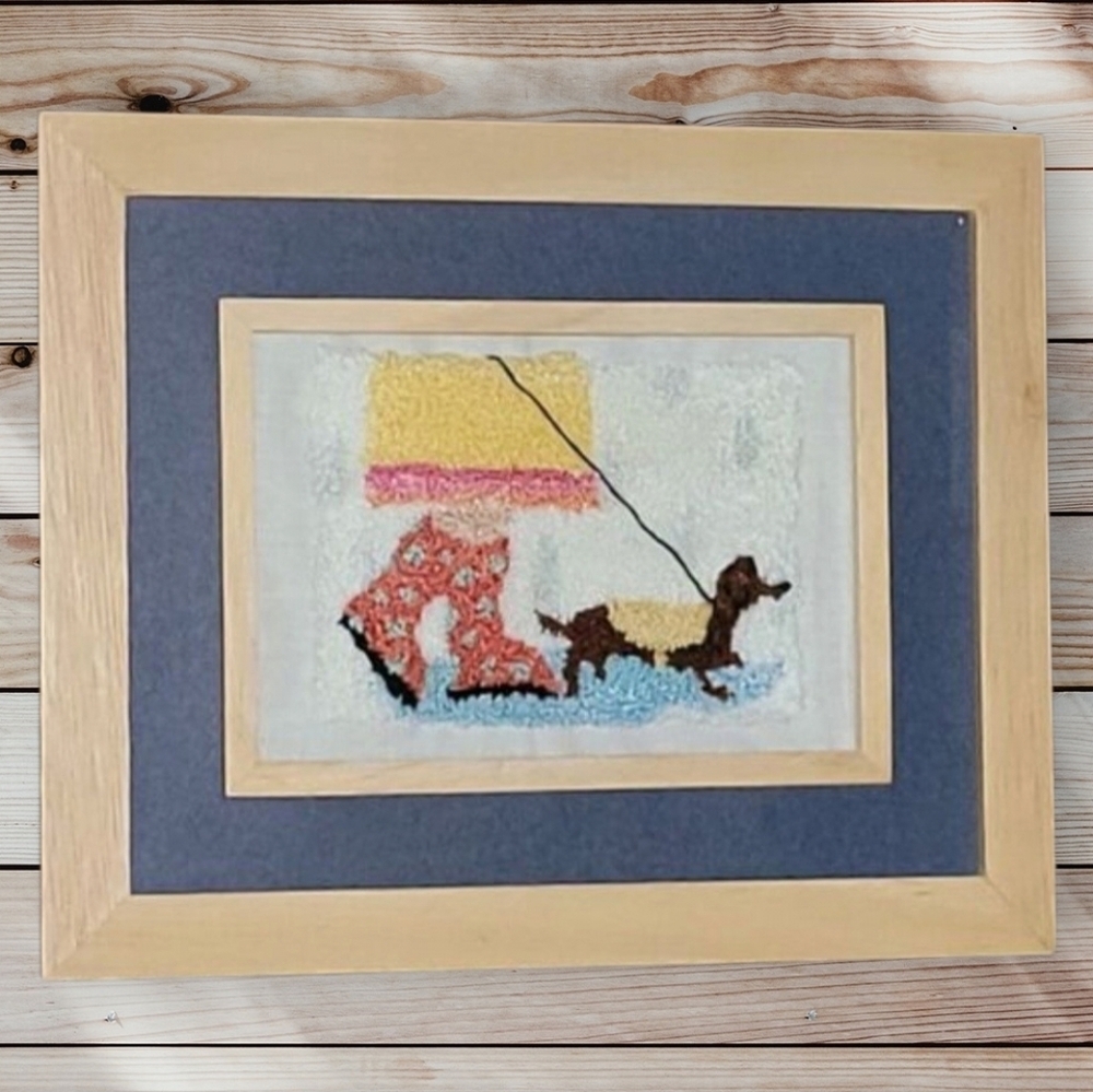 Handmade Needle Punch Art Dog Walk #CH8 - Picture 2 of 5